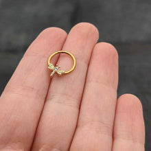 Load image into Gallery viewer, 16G 3/8 Clear Gem Gold Tone Flying Dragonfly Hinged Segment Ring
