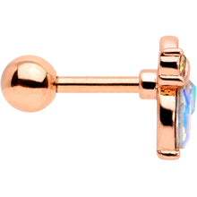 Load image into Gallery viewer, 16G 1/4 Aurora CZ Gem Rose Gold Hue Fleur de Lis Cartilage Earring
