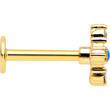 Load image into Gallery viewer, 16G 5/16 Blue Synthetic Opal Gold Hue Rhombus Labret Monroe Tragus
