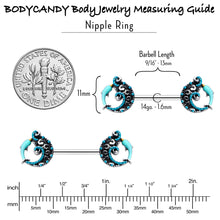 将图片加载到图库查看器，14G 9/16 Leaping Blue Dolphin Barbell Nipple Ring Set
