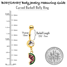 Load image into Gallery viewer, Clear Gem Gold Tone Watermelon Bite Dangle Belly Ring
