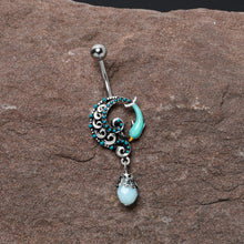 Load image into Gallery viewer, Leaping Blue Dolphin Bauble Dangle Belly Ring
