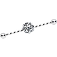 Load image into Gallery viewer, 14G Clear Gem Baroque Fabulous Flower Industrial Barbell 38mm
