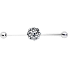 Load image into Gallery viewer, 14G Clear Gem Baroque Fabulous Flower Industrial Barbell 38mm
