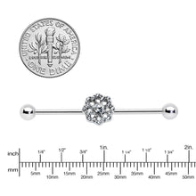 Load image into Gallery viewer, 14G Clear Gem Baroque Fabulous Flower Industrial Barbell 38mm
