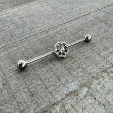 Load image into Gallery viewer, 14G Clear Gem Baroque Fabulous Flower Industrial Barbell 38mm
