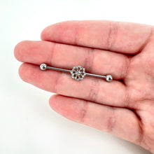 Load image into Gallery viewer, 14G Clear Gem Baroque Fabulous Flower Industrial Barbell 38mm
