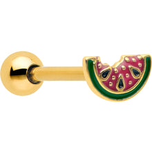 将图片加载到图库查看器，Gold Tone Watermelon Bite Barbell Tongue Ring
