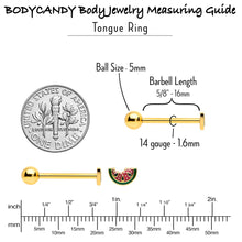 将图片加载到图库查看器，Gold Tone Watermelon Bite Barbell Tongue Ring
