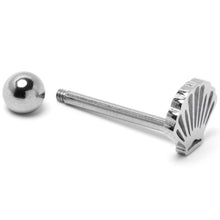 Load image into Gallery viewer, 316L Surgical Steel Scalloped Sea Shell Barbell Tongue Ring
