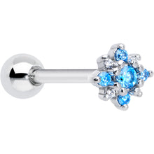 将图片加载到图库查看器，Blue Clear Gem Stylish Snowflake Barbell Tongue Ring
