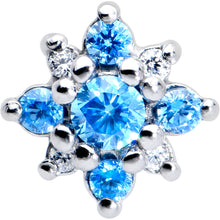 将图片加载到图库查看器，Blue Clear Gem Stylish Snowflake Barbell Tongue Ring
