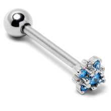 将图片加载到图库查看器，Blue Clear Gem Stylish Snowflake Barbell Tongue Ring
