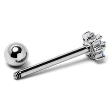 将图片加载到图库查看器，Blue Clear Gem Stylish Snowflake Barbell Tongue Ring
