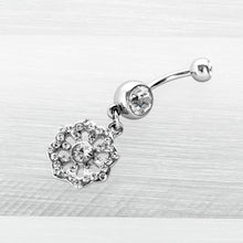 Load image into Gallery viewer, Clear Gem Baroque Fabulous Flower Dangle Belly Ring
