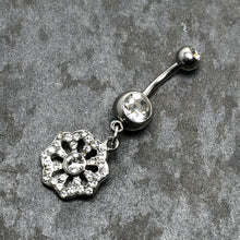 Load image into Gallery viewer, Clear Gem Baroque Fabulous Flower Dangle Belly Ring
