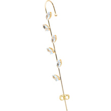 Load image into Gallery viewer, Clear CZ Gem Gold Tone Leafy Vine Ear Cuff Bar Earring
