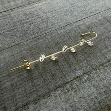 Load image into Gallery viewer, Clear CZ Gem Gold Tone Leafy Vine Ear Cuff Bar Earring
