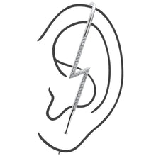 Load image into Gallery viewer, Clear CZ Gem Lightning Bolt Ear Cuff Bar Earring
