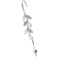 Load image into Gallery viewer, Clear CZ Gem Alternating Style Leafy Vine Ear Cuff Bar Earring
