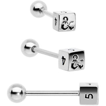 Load image into Gallery viewer, Licensed Dungeons &amp; Dragons Dice Red Clear Barbell Tongue Ring Set of 4
