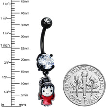 将图片加载到图库查看器，Clear Gem Black Officially Licensed Beetlejuice Lydia Dangle Belly Ring
