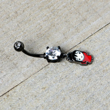 将图片加载到图库查看器，Clear Gem Black Officially Licensed Beetlejuice Lydia Dangle Belly Ring
