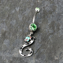 将图片加载到图库查看器，Green Gem Officially Licensed Beetlejuice SandWorm Dangle Belly Ring
