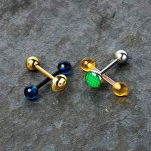 Load image into Gallery viewer, Licensed Dragonball Z Gold Tone Blue Green Barbell Tongue Ring Set of 4
