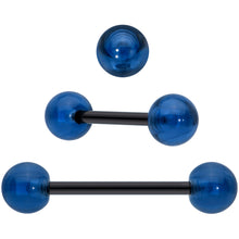 Load image into Gallery viewer, Licensed Dragonball Z Gold Tone Blue Green Barbell Tongue Ring Set of 4
