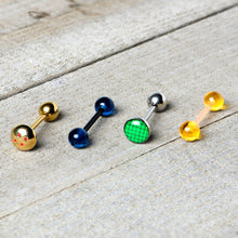 Load image into Gallery viewer, Licensed Dragonball Z Gold Tone Blue Green Barbell Tongue Ring Set of 4
