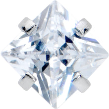 Load image into Gallery viewer, 20G 1/4 Clear CZ Gem Square 3mm Simple Glam Nose Bone
