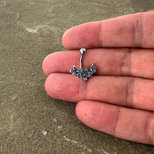 Load image into Gallery viewer, Blue Gem Flower Garland Belly Ring
