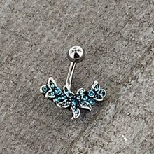 Load image into Gallery viewer, Blue Gem Flower Garland Belly Ring
