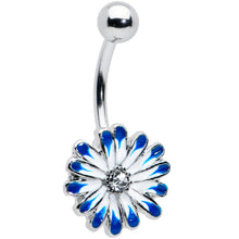 Load image into Gallery viewer, Clear Gem Butterfly Flower Blue White Belly Ring Set of 2
