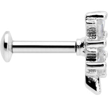 Load image into Gallery viewer, 16G 1/4 Clear CZ Gem Leafy Branch Threadless Labret Tragus
