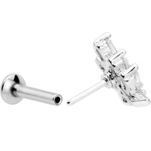 Load image into Gallery viewer, 16G 1/4 Clear CZ Gem Leafy Branch Threadless Labret Tragus

