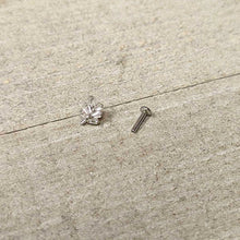 Load image into Gallery viewer, 16G 1/4 Clear CZ Gem Leafy Branch Threadless Labret Tragus
