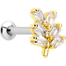 Load image into Gallery viewer, 16G 5/16 Clear CZ Gem Leafy Golden Branch Threadless Labret Tragus
