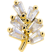 Load image into Gallery viewer, 16G 5/16 Clear CZ Gem Leafy Golden Branch Threadless Labret Tragus
