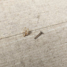 Load image into Gallery viewer, 16G 5/16 Clear CZ Gem Leafy Golden Branch Threadless Labret Tragus
