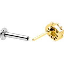 Load image into Gallery viewer, 16G 1/4 Clear CZ Gem Kissy Lips Golden Threadless Labret Tragus
