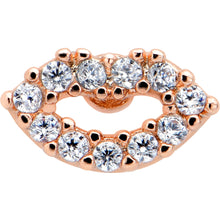 将图片加载到图库查看器，16G 1/4 Clear CZ Gem Kissy Lips Rosy Threadless Labret Tragus
