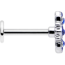 Load image into Gallery viewer, 16G 5/16 Blue Clear Gem Embellished Cross Labret Monroe Tragus
