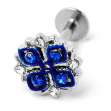 Load image into Gallery viewer, 16G 5/16 Blue Clear Gem Embellished Cross Labret Monroe Tragus

