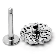 Load image into Gallery viewer, 16G 5/16 Blue Clear Gem Embellished Cross Labret Monroe Tragus
