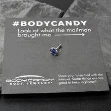 Load image into Gallery viewer, 16G 5/16 Blue Clear Gem Embellished Cross Labret Monroe Tragus
