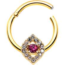 将图片加载到图库查看器，16G 3/8 Clear Pink Gem Gold Tone Open Eye Hinged Segment Ring
