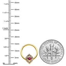 将图片加载到图库查看器，16G 3/8 Clear Pink Gem Gold Tone Open Eye Hinged Segment Ring
