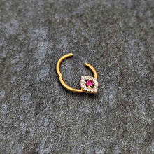将图片加载到图库查看器，16G 3/8 Clear Pink Gem Gold Tone Open Eye Hinged Segment Ring

